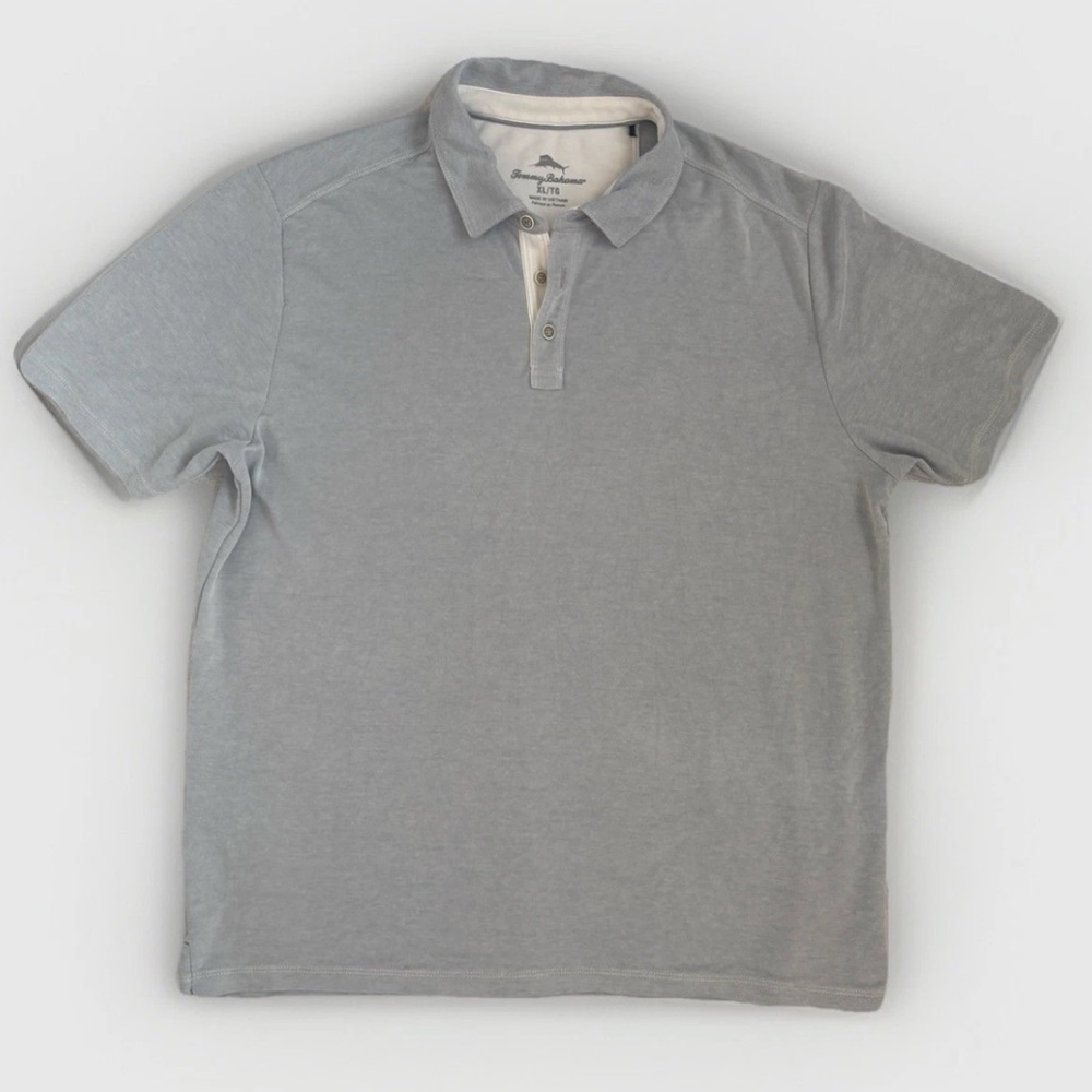 Tommy Bahama Men's Short Sleeve Light Grey Polo Shirt Size XL/TG